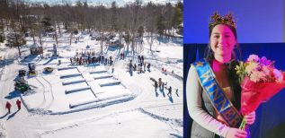 Left - Kennebec Lake Association Winter Fun Day at Springwood Resort. Photo Adam Kirkey. Right, Emily Casement was the winner of Frontenac's Got Talent, for performing her original songs.